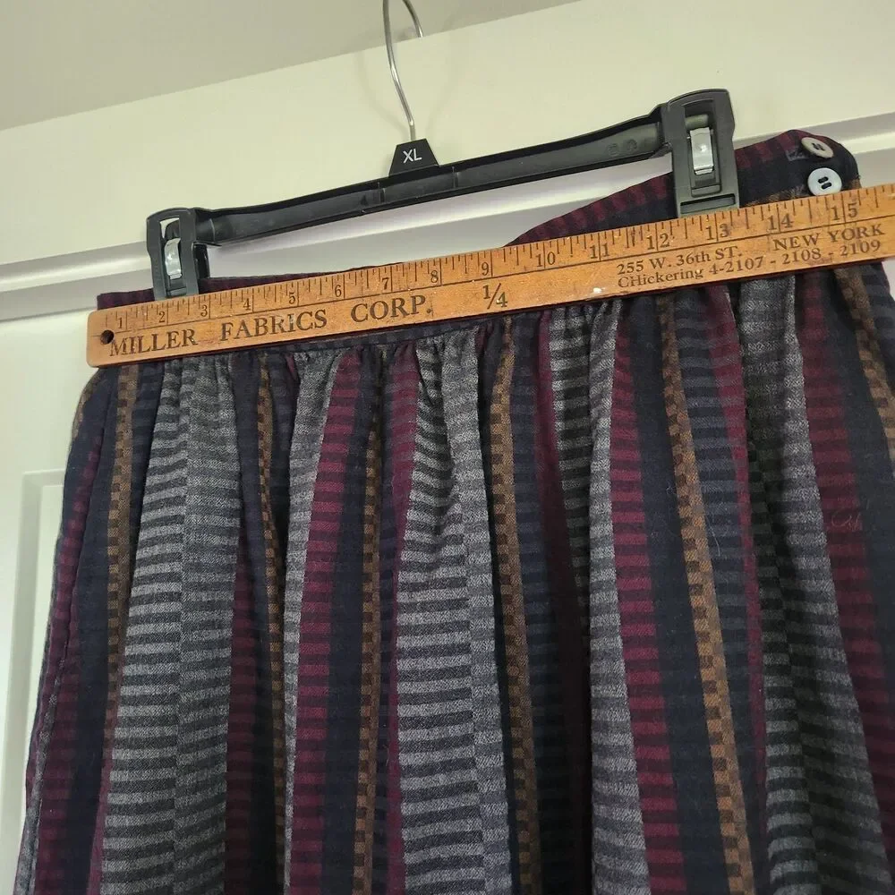 Vintage Evan Picone Pleated Midi Skirt Wool Blend Striped Women’s 10 - Picture 8 of 8